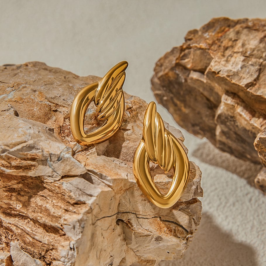Ins Style Geometric Stainless Steel Gold Color Stud Earrings Picture5