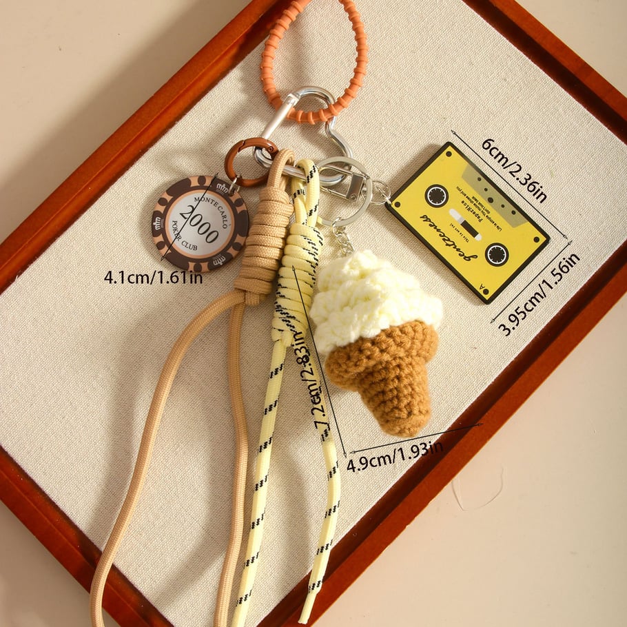Creative Crochet Cute Ice Cream Women's Bag Charms Picture2