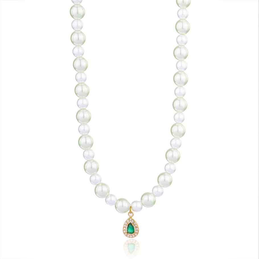 Charming Droplet Stainless Steel Gold Color Women's Beaded Necklaces 