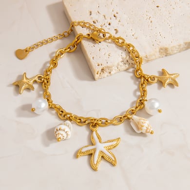 Starfish Stainless Steel Gold Color Charm Bracelets h5 Picture4