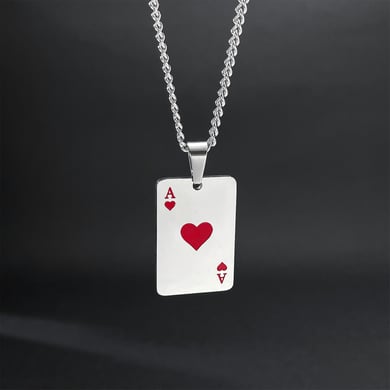 1 Piece Classic Poker Stainless Steel Men's Necklaces h5 Picture2