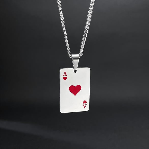 1 pezzo di collana da uomo in acciaio inossidabile con motivo classico da poker 2