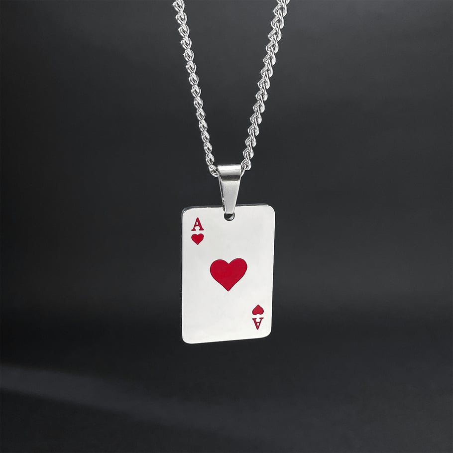 1 Piece Classic Poker Stainless Steel Men's Necklaces Picture2