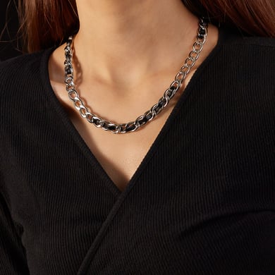 1 Piece Classic Coriaceous Chain Stainless Steel Men's Chain Necklaces h5 Picture5