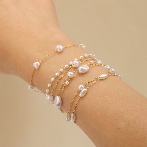 1 pezzo elegante collana a catena in acciaio inossidabile con perline naturali da donna 2