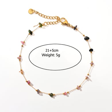 Polychrome Natural Flower Stainless Steel Gold Color Women's Anklets h5 
