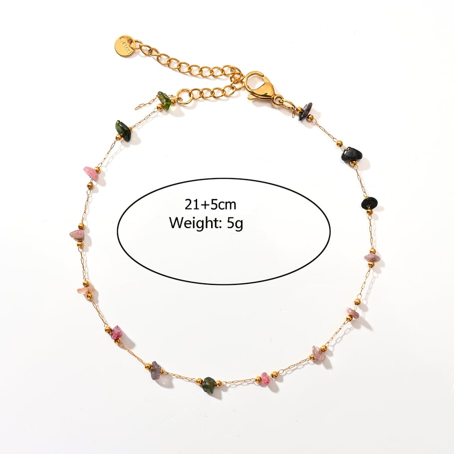 Polychrome Natural Flower Stainless Steel Gold Color Women's Anklets 