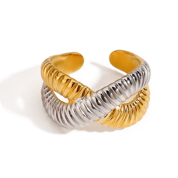 1 Piece Ins Style Stainless Steel Gold & Sliver Color Mixed Women's Adjustable Rings