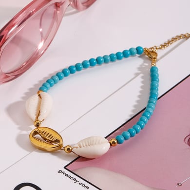 1 Piece Simple Series Bohemian Turtle Stainless Steel   Gold Color  Natural Stone Women's Anklets h5 Picture4