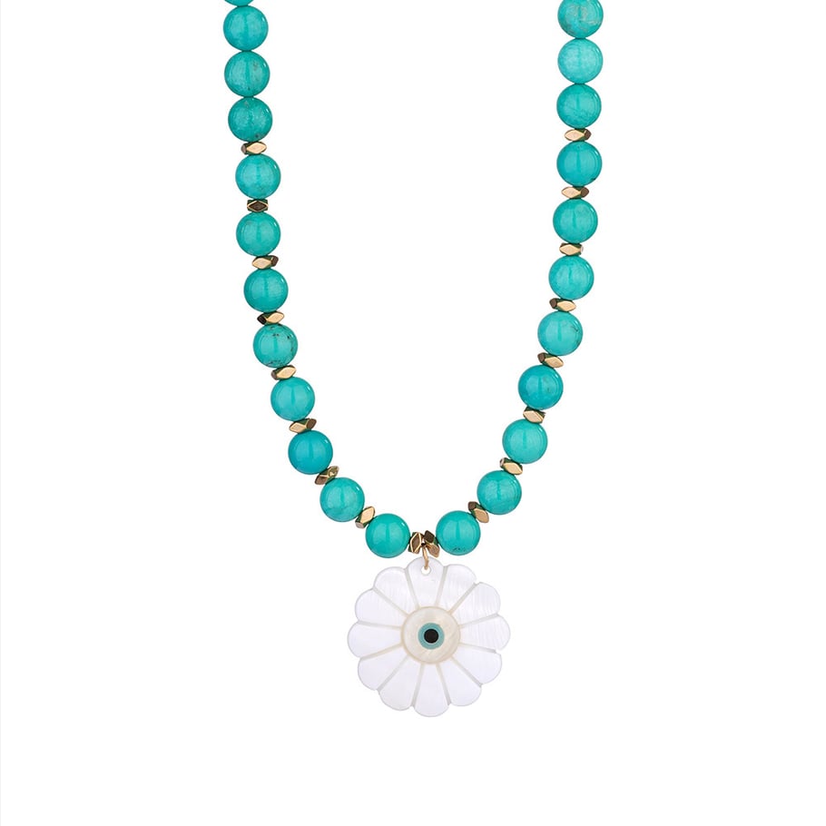 Flower Shell Stainless Steel Gold Color Women's Beaded Necklaces 