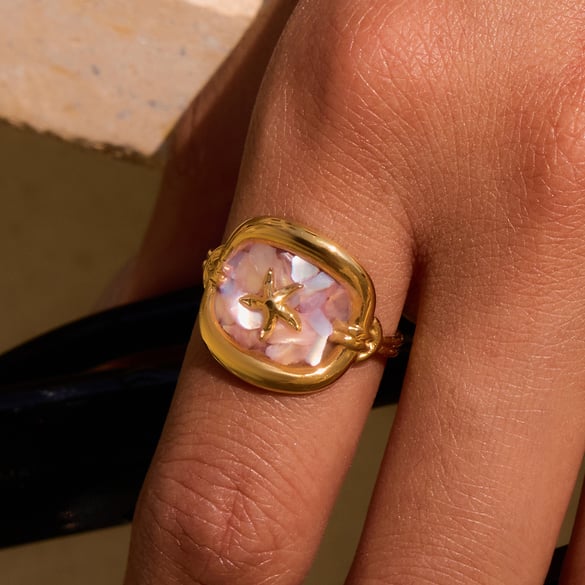 Oceanic roestvrijstalen statement ringen in goudkleur