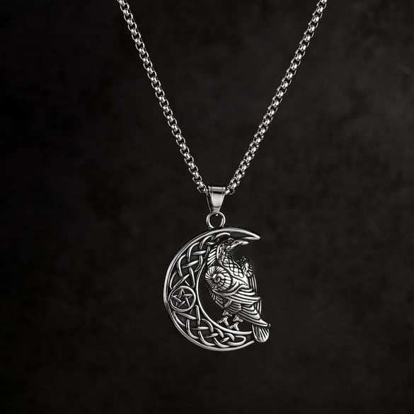 Vintage Crow Stainless Steel Men's Necklaces 2