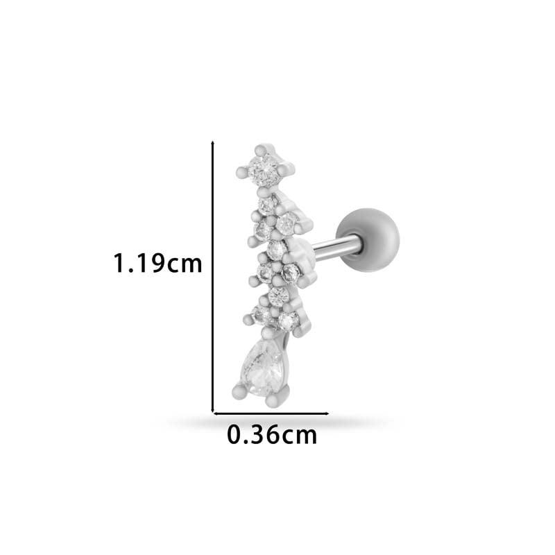 1 Piece Copper Zircon Piercings Earring Picture2