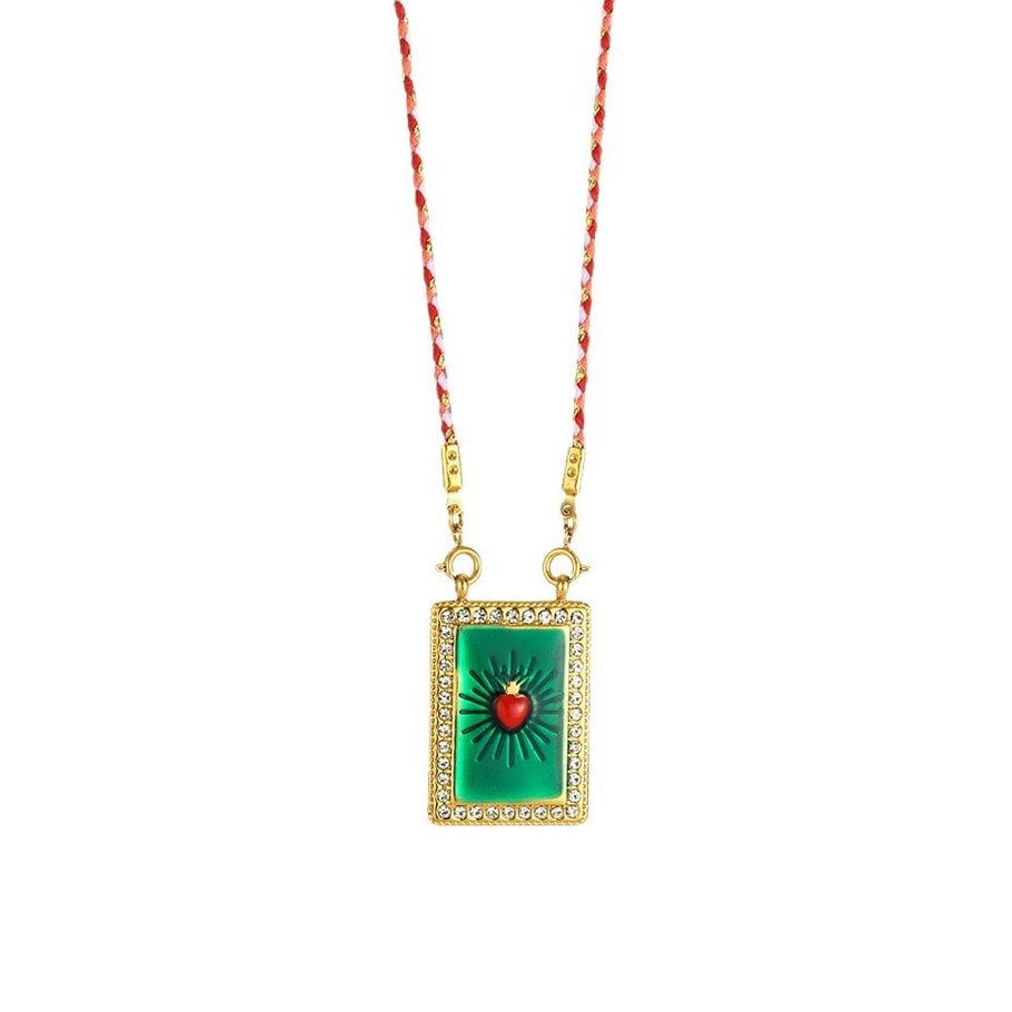 Ornate Rectangular Oil-spot Glazing Women's Pendant Necklaces 