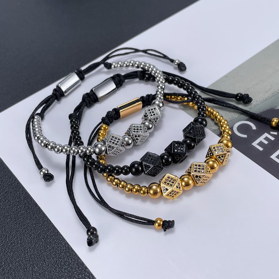 Intricate Series Punk Geometric Stainless Steel Gold Color Men's Chain Bracelets Picture4