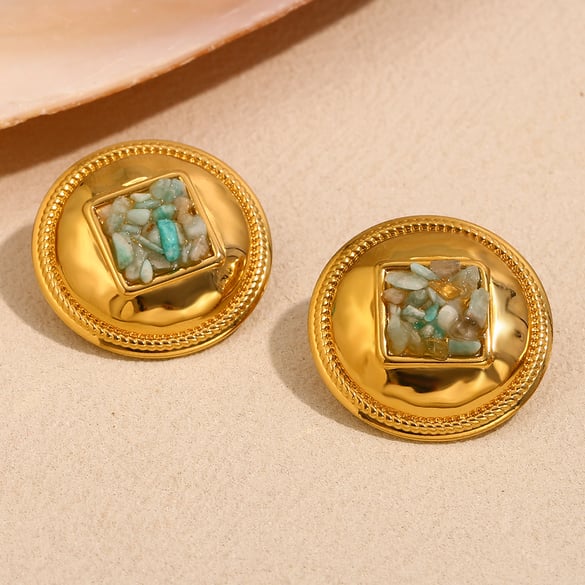 Boucles d&#39;oreilles vintage légères et luxueuses en acier inoxydable pour femme, motif étoile de mer et couleurs contrastées 2