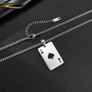 1 Piece Classic Poker Stainless Steel Men's Necklaces h5 Picture7