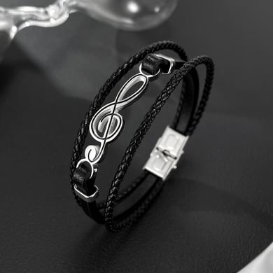 1 Piece Stylish Note Leather Men's Bracelets h5 Picture2