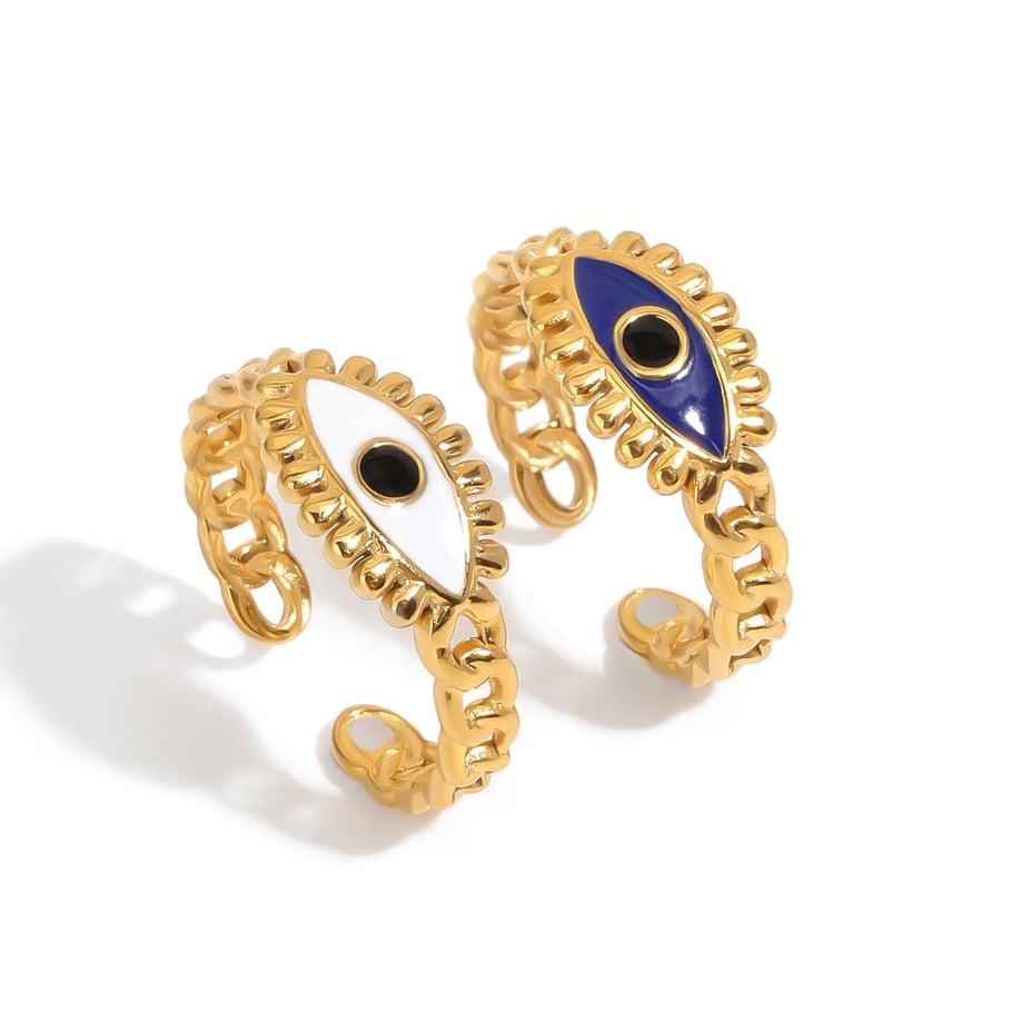Retro Eye Edelstahl Gold Farbe Verstellbare Ringe Bild4