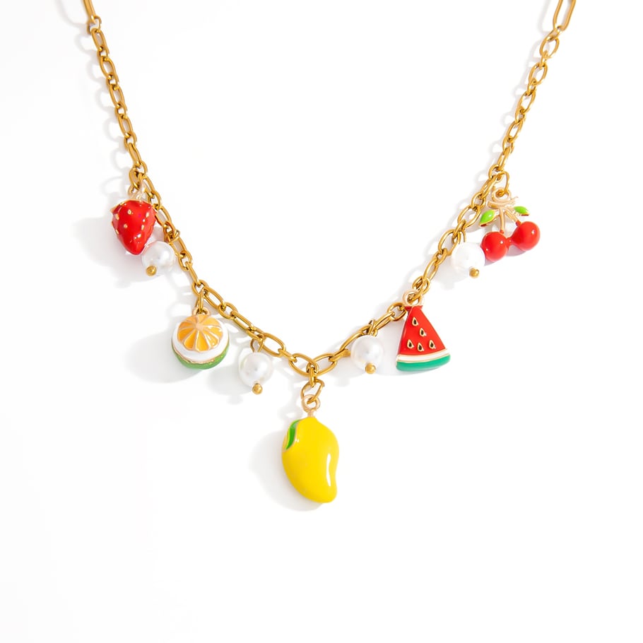 Cute Fruit Series Gold Color Stainless Steel Women’Necklaces 