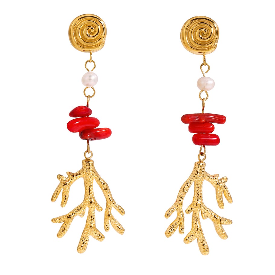 1 Pair Simple Series Vacation Turtle Stainless Steel Gold Color Pearl Women's Drop Earrings h5Picture3