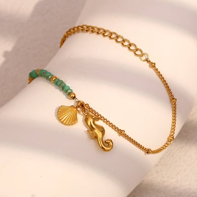 1 Stück Simple Series Vacation Turtle Edelstahl Goldfarben Damen Charm Armbänder h5 Bild6