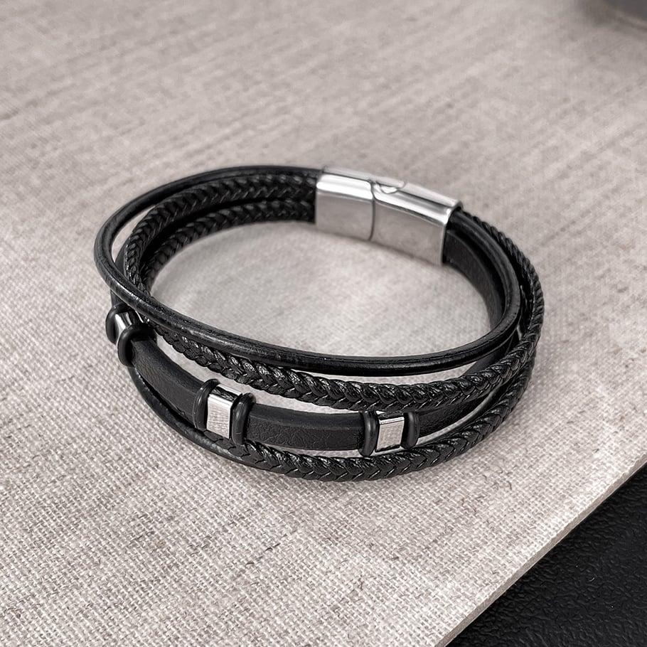 1 Piece Architectural Multilayer Stainless Steel Men's Bracelets Picture6