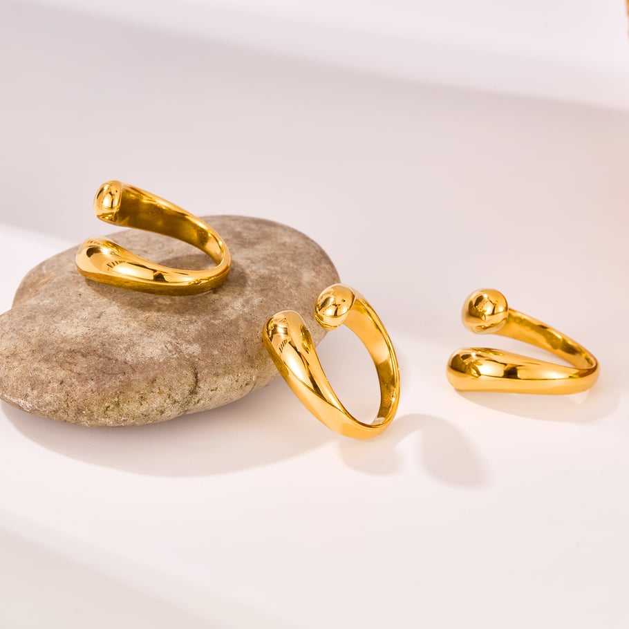 1 Piece Minimalist Irregular Stainless Steel Gold Color Women's Minimalist Rings h5Picture2