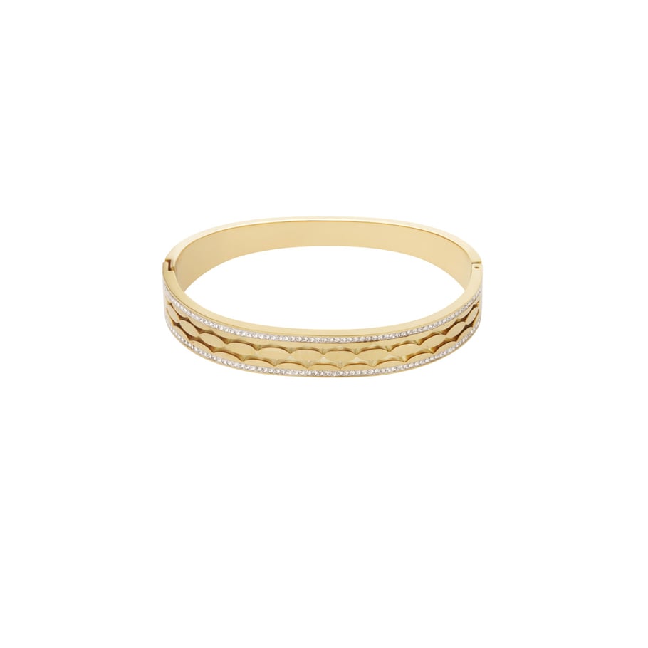 1 Stück Luxuriöse Serie Klassische geometrische Edelstahl Gold Farbe Damen Armreifen Bild5