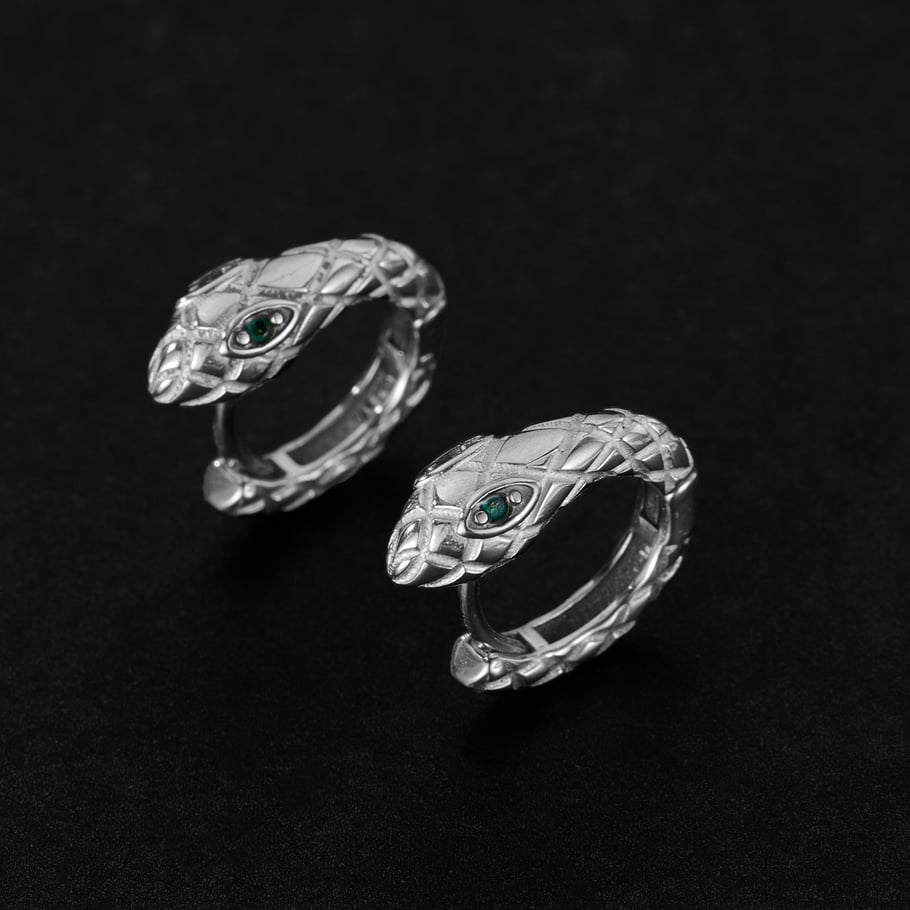1 Piece Sophisticated Style Snake Head Stainless Steel Men's Hoop Earrings Picture3