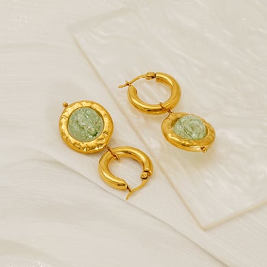 Orecchini pendenti in acciaio inossidabile color oro h5 Immagine4
