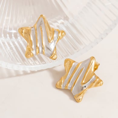 Retro Star Titanium Steel Gold Color Women's Stud Earrings h5 Picture7