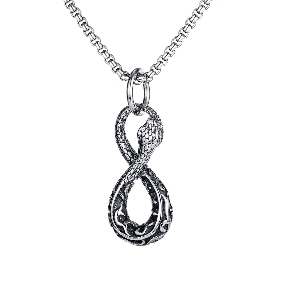 1 Piece Vintage Snake Stainless Steel Men's Necklaces 