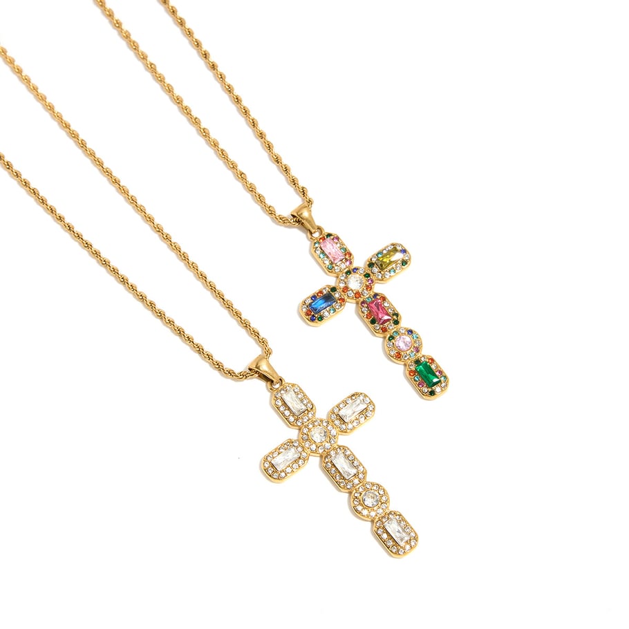 1 Piece Retro Cross Stainless Steel Gold Color Women's Pendant Necklaces Picture5