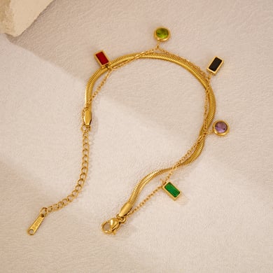 1 Piece Gorgeous Series Daily Rectangular Pendant Stainless Steel Gold Color Women's Chain Bracelets h5 Picture3