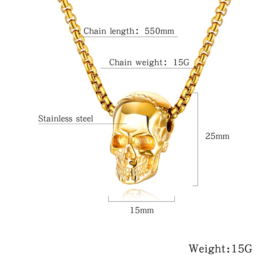 1 Piece Punk Skull Stainless Steel Men's Necklaces Picture9