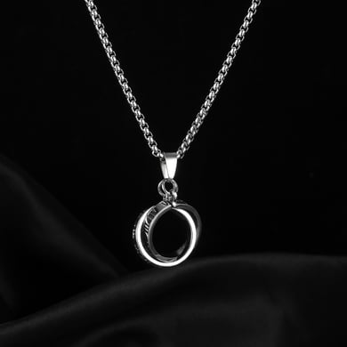 1 Piece Dazzling Double Rings Stainless Steel Men's Pendant Necklaces h5 Picture3