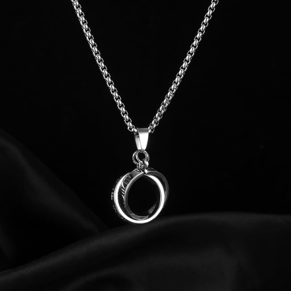 1 Piece Dazzling Double Rings Stainless Steel Men's Pendant Necklaces 2
