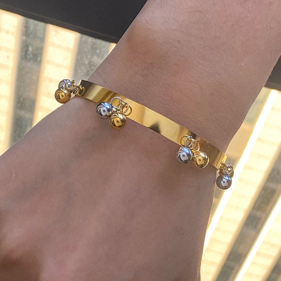 1 Piece Ins Style Stainless Steel Gold & Sliver Mixed Color Women's Bangles Picture4