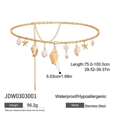 Ins Style Stainless Steel Gold Color Shell Waist Chains h5 Picture2