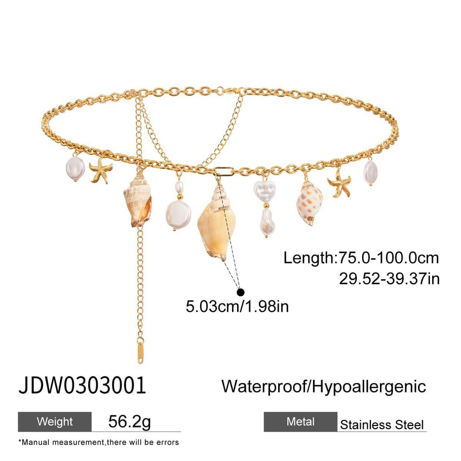 Ins Style Stainless Steel Gold Color Shell Waist Chains Picture2