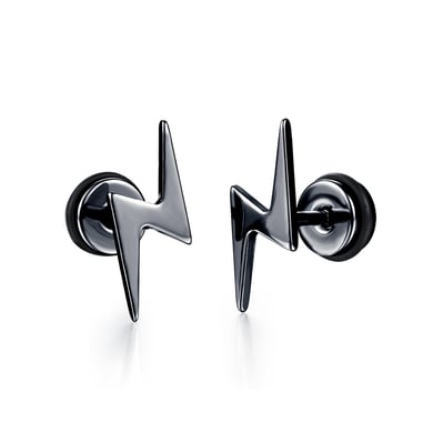 Boucles d&#39;oreilles à tige polyvalentes en acier inoxydable pour homme en forme d&#39;éclair h5 Image3