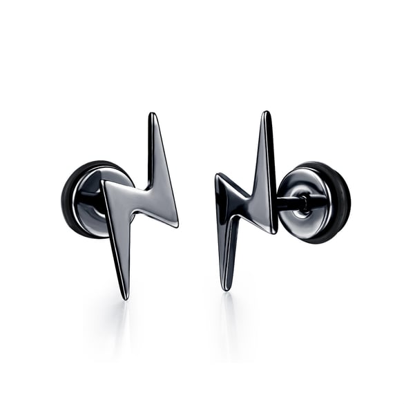 Versatile Lightning Shape Stainless Steel Men's Stud Earrings 2