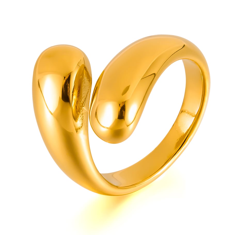 1 Piece Minimalist Irregular Stainless Steel Gold Color Women's Minimalist Rings