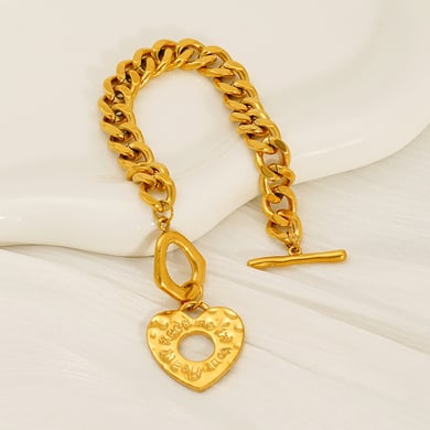 Heart Stainless Steel Gold Color Charm Bracelets h5 Picture3