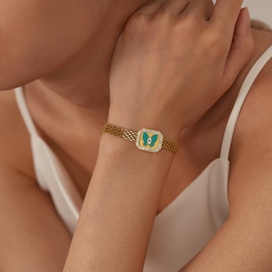 pulsera de cadena de acero inoxidable para mujer, de 1 pieza, con diseño geométrico diario,  h5 Imagen3