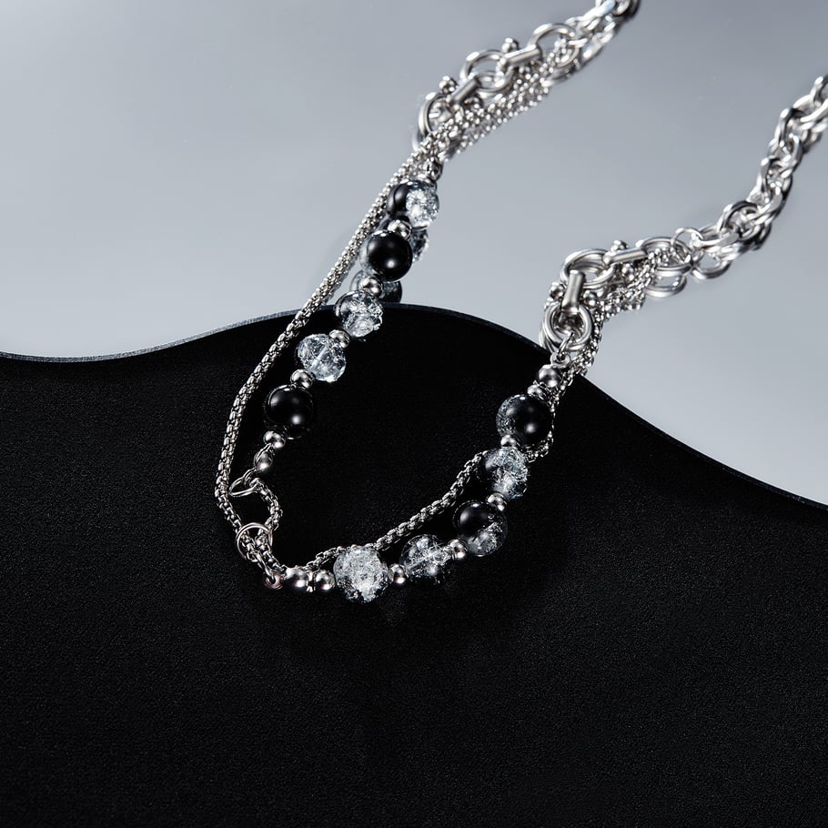 Sparkling Beads Stainless Steel Men's Chain Necklaces h5Picture3