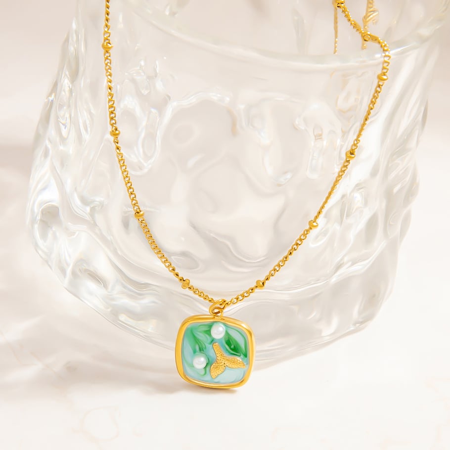 Vacation Stainless Steel Gold Color Pendant Necklaces Picture6