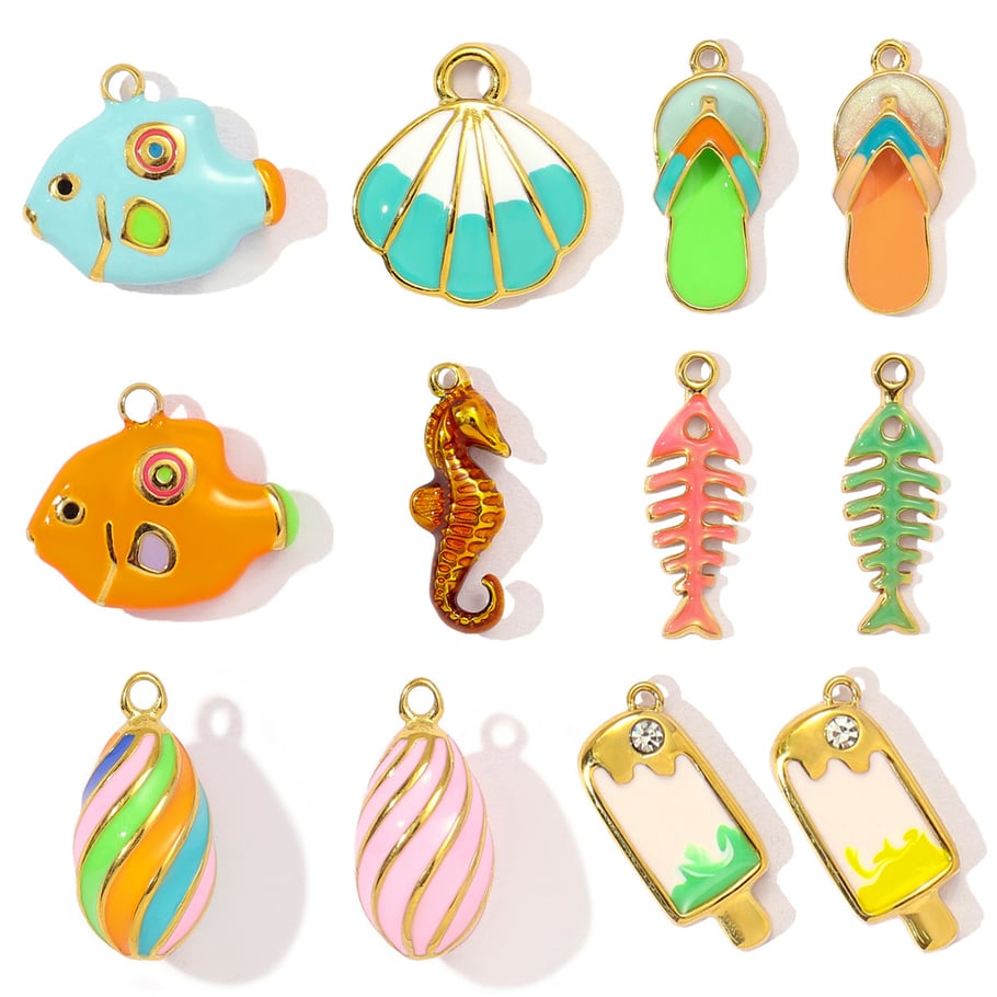 Vivid Tropical Fish Stainless Steel Gold Color Pendants Picture6