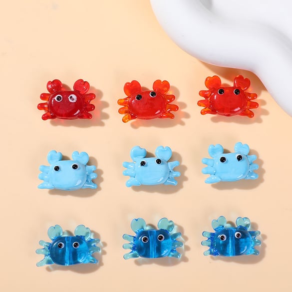 Perles de verre colorées en forme de crabe océanique pour bijoux à faire soi-même 2